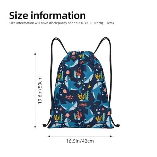 Shark Drawstring Backpack Bag for Women Men,Casual Daypacks String Bags for Gym Shopping Sport Travel3