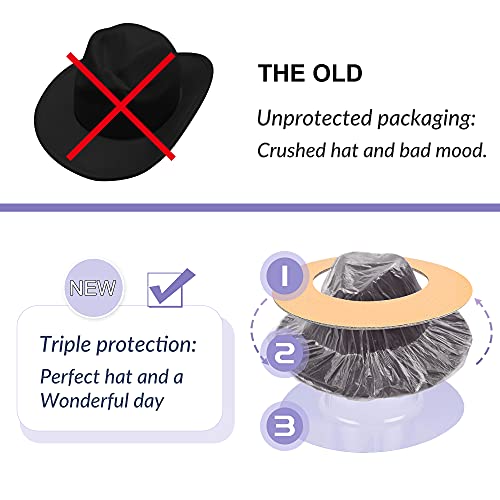 Image of KUJUHA Fedora Hats for Mens /Womens Felt FedoraHats Two Tone Wide Brim Fedora Hats Rancher Hat