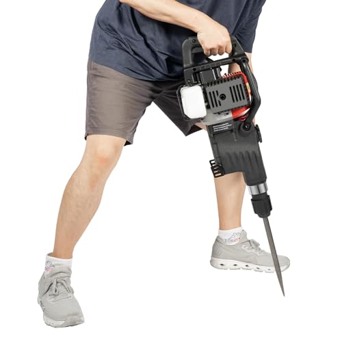 32.7CC 2 Stroke Gasoline Blasting Jack, Heavy Duty Electric Demolition Jack Hammer, Concrete Crusher Chisel Point Bit With Bucket Carry Storage Box Site Worker