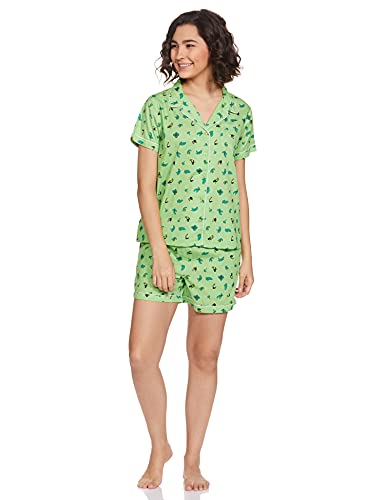 Image of Amazon Brand - Eden & Ivy Women's Cotton Regular Fit Shirt and Shorts Night Suit (Night Wear | Co-ord Set | Lounge Wear Set)