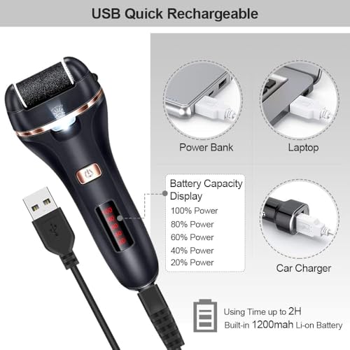 Image of MORTON DAVIES Rechargeable Callus Remover For Feet | Foot Filer Scrubber For Dead Skin | 3 Roller Heads For Dead Skin Removal | Pedicure Machine