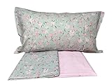 Mirabello Bettwäsche-Set für Einzelbett aus feinem Perkal aus Baumwolle, Tagesdecke mit doppeltem Volant, Art. Cherry Tree (Untergr& Grau R19)