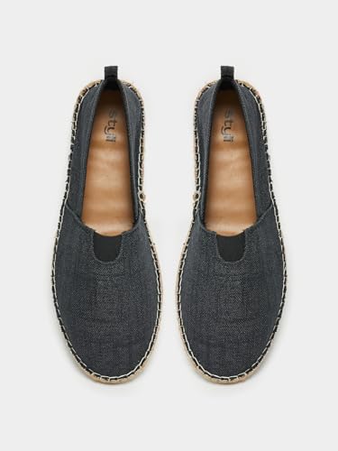 Image of Styli Men Chambray Comfort Canvas Espadrilles | Lightweight Slip-On Casual Shoes with Cushioned Footbed |Casual, Summer & Everyday Wear Shoes