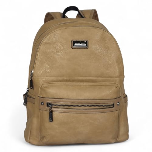 Mochila Feminina Sintético Executiva Golden Fênix Premium 2 Divisórias Moderna Espaçosa Bolsa de Costas (Bege)