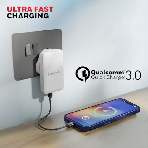 Image of Honeywell Zest Ultra-Thin GaN 45W Dual Type-C PD 3.0 Wall Charger with PPS Support, Ultra-Fast Charging, Compatible with iPhone, iPad Pro, Pixel, Galaxy, OnePlus, Tablets & Smartwatches | PPS Support, Ultra-Fast Charging, Compatible with iPhone, iPad Pro, Pixel, Galaxy, OnePlus, Tablets & Smartwatches