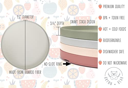 Brynn + Bear Upgrade Your Child's Dining Experience, Slide-Resistant Bamboo Plates, Expertly Crafted for Ages 3+ Dishwasher Safe and Durable | Cutie Cats