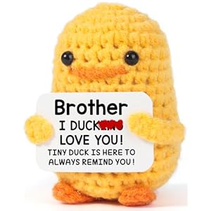 MBL Funny Birthday Gifts for Brother – Handmade Small Cute Cool Crochet Duck Present for Big Little Bro Easter Graduation Stocking Stuffers