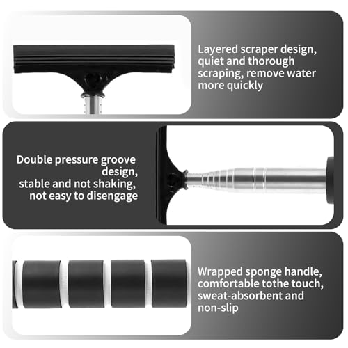 Couslcd Side Mirror Squeegee, 2 PCS Car Mirror Squeegee, Retractable Car Rearview Mirror Wiper for All Vehicles, Vehicle Accessories Universal for SUV Truck RV (Black/Blue)