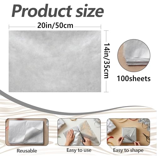 Image of Bobobag 100 Sheets Silver Tissue Paper,14 inchX20 inch Metallic Tissue Paper for Gift Bags, Birthday Anniversary Christmas Tissue Gift Wrapping, Holiday Decoration & Arts Craft