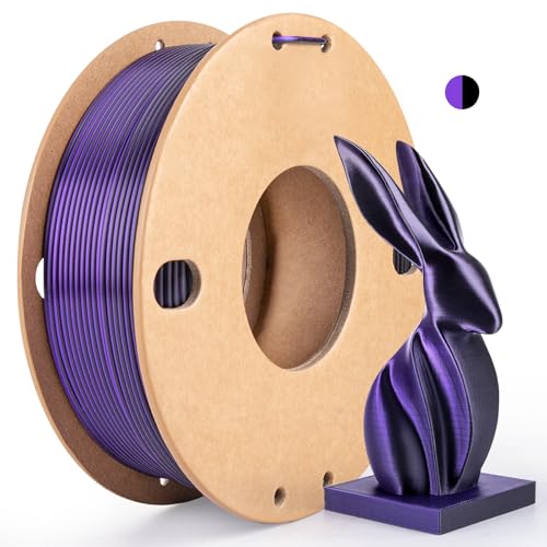 dikale Silk Dual Color PLA+ 3D Drucker Filament 1.75mm No Tangle Shiny Filament Nettogewicht 250g Spule 2-in-1 Silk PLA Pro Plus Schwarz + Lila