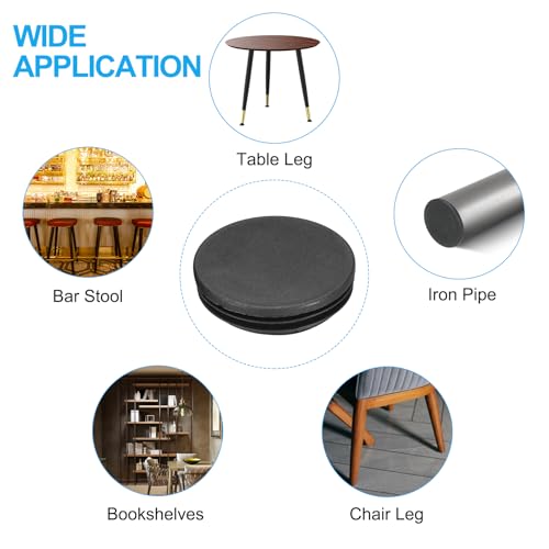 Image of PATIKIL 2-1 /2 inch Plastic Tubing End Caps, 12Pcs Round Hole Plug Insert for Round Iron Pipe Chair Leg Table Bookshelves Patio Furniture, Black