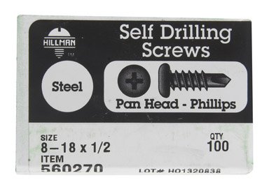 Vis auto-perceuses pour tôle acier Hillman cruciforme 1,27cm vissage direct
