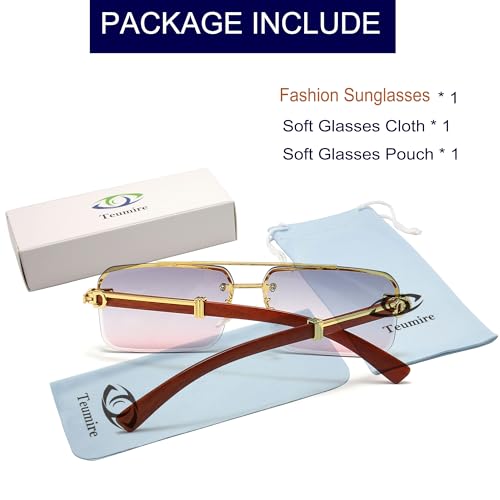 Image of Fashion Rimless Rectangle Sunglasses Mens Womens Frameless Square Sun Glasses UV 400
