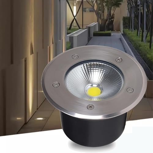DUOAZJL Foco Empotrable Al Aire Libre - Luces Led Suelo, Foco empotrable en el suelo LED para exteriores, Focos en el suelo, Lámpara de pie IP67 para jardín empotrable(White,7W(AC85-265V))