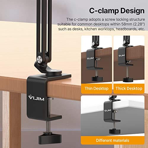 Vijim Ipad Tablet Holder For Bed Or Desk, Black Metal Adjustable Ipad Arm Mount Stand, Overhead Compatible For Ipad Air Pro Mini, Surface Pro Stand, Iphone, Android Tablet #TOP6