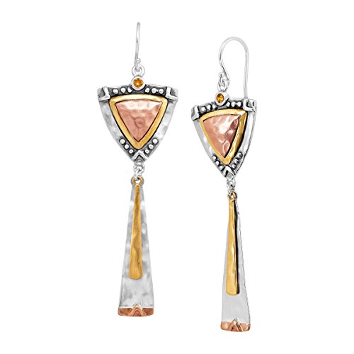 Silpada 'Culture Club' Drop Earrings with Crystals in Sterling Silver, Brass, & Copper