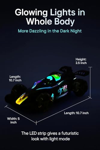 Image of Remote Control Stunt Smoke Car for Kids | Hand Gesture, LED Lights & Music 2.4Ghz 360 Rotation Fast Stunt Car | Rechargeable Off-Road Racing Toy Car for Kids & Adults