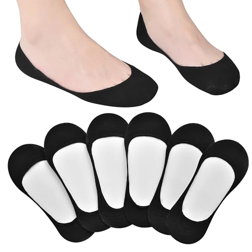 Image of RYI 6 Pairs Cotton Ultra No Show Socks Womens - Non Slip, Loafer Socks For Flats