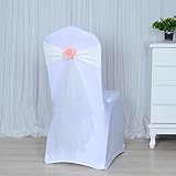 ZHOUYANB Wedding Chair Sash with Rose Ball Artifical Flower Organza Stretch Fit All Show-White