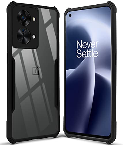 Image of Jkobi Back Cover Case for OnePlus Nord 2T 5G (Crystal Glass Back | Camera Protection | Shockproof Bumpers | Professional Black)