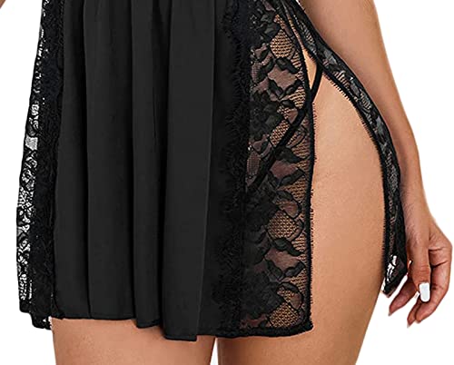 Image of FIMS - Fashion is my style Women's Satin Above The Knee Babydoll Lingerie Set Regular Nightgown