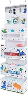 WERNNSAI Dinosaur Door Hanging Organizer - Over Door Storage with 4 Large Pockets 3 Clear Small Pockets for Kids 125 x 36 x 13 CM Baby Storage Toys Towels Sundries for Children Room Bedroom Kitchen