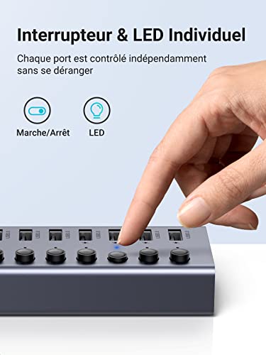 Hub USB C 7 en 1 UGREEN CM481 7 Ports USB 3.0 Transfert 5 Gbit/ Charge 12 V - vue 6