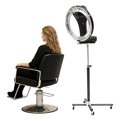 Hair Dryer with 360° Rotating Stand, 1000W Professional Salon Color Processor Dryer with Fan Heating Rotation Modes, Adjustable Height Rolling Base for Perm, Dyeing, Treatment, Hair Care, Salon & Home