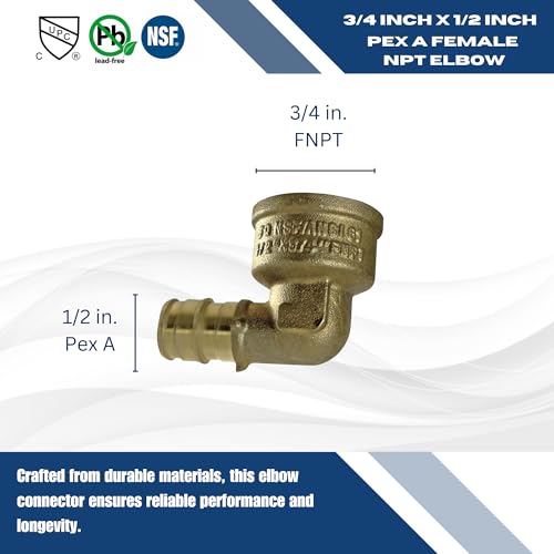 XFITTING Pex A 1/2 Inch x 3/4 Inch Female NPT Elbow, 201-2-3=2XX, 2 Pieces by XFITTING - Used condition - Image 5
