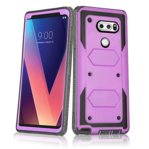 Asuwish Phone Case for LG V35 ThinQ V30 Plus Cover Hybrid Rugged Shockproof Drop Proof Full Body Protective Heavy Duty Cell Accessories LGV30 LGV35 LG30 LG35 V 30 35 V30+ V30s H931 Women Men Purple
