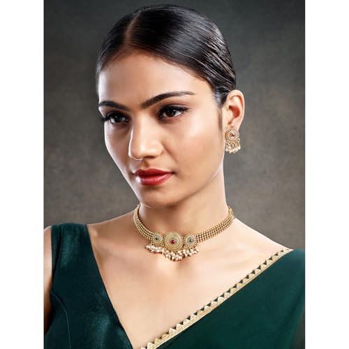 Image of Peora Gold Plated Bridal Jewellery Set with Kamarband Gift for Women Indian Traditional Ethnic Wedding