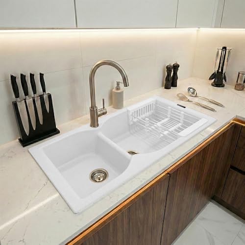 Image of JAYKO Quartz Acrylic Kitchen Sink for Modular Kitchen | Granite Finish, Scratch & Heat Resistant | Easy to Clean & Stylish Sink for Home (WI, 40x20in)