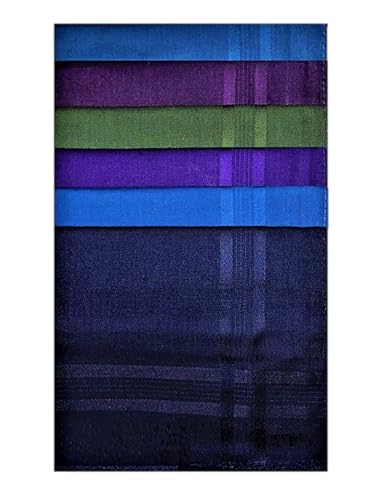 Style Square Mens Handkerchiefs 100% Pure Soft Cotton Handkerchief Pattern Coloured Pocket Square Hankies Great Gift 43 x 43 cm (Assorted Set of 6 AS-80310)