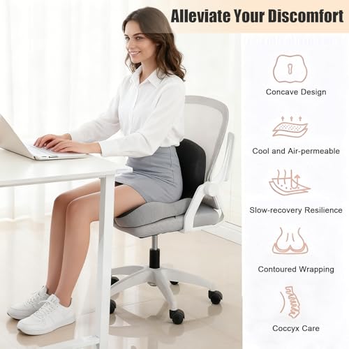 Charmnail Cuscino Ergonomico Con Schienale, Cuscino Sedia Per Ufficio & Auto, Cuscino Sedia Con Supporto Laterale Per Sollievo Dalla Lombalgia - 4