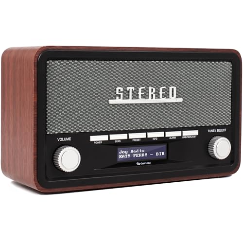 Denver Radio Dab Bluetooth - Radio Dab Portable (Dab+/ FM) - Radio Numérique - Vintage - Dimmer - Bois - DAB18