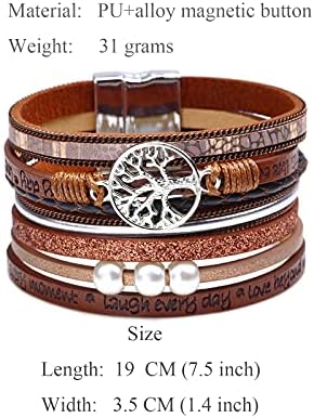 Thajaling Women's Girls' Tree of Life Leather Bracelet Boho Tree of Life Handmade Bracelets  Halloween Christmas Birthday Gifts