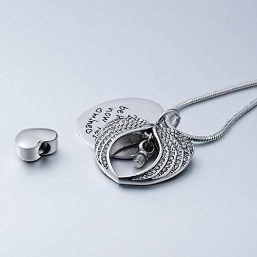 Beydodo Stainless Steel Cremation Urns Necklace Husband Jewelry For Ashes Angel Wings Heart Memorial Jewelry #TOP3