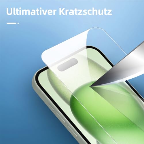NEW'C für iPhone 15 für Panzerglas 6,1 Zoll (2 Stück) und 2 x Kamera Panzer Schutz für Kameraschutz (2 Stück) -Kratzfest -extrem widerstandsfähig -9H-Härteglas