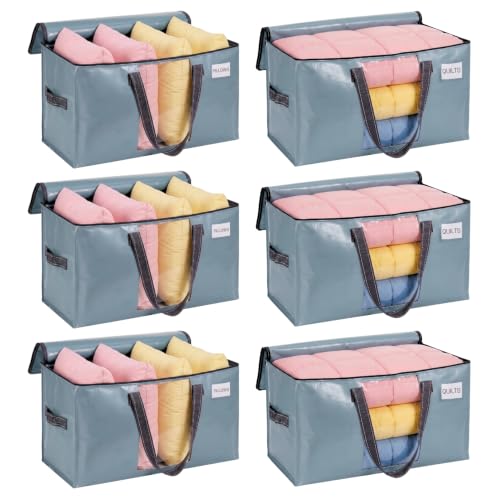 VENO Moving Bags, Wide Open Top, Clear Window, Light Blue, 6 Pack