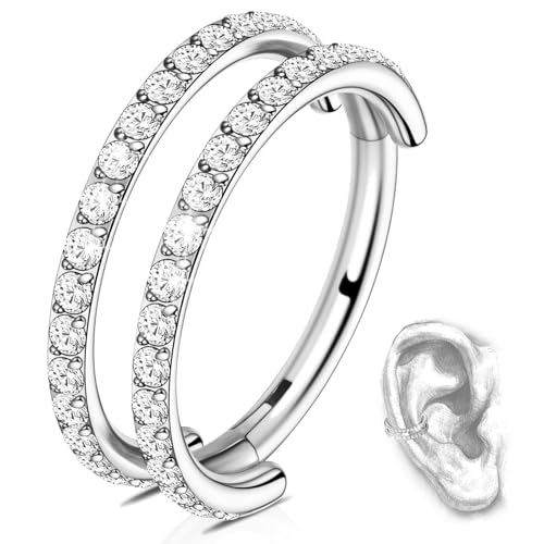 G23 Titanium Conch Hoop Jewelry Silver: 16G 8mm Conch Piercing
