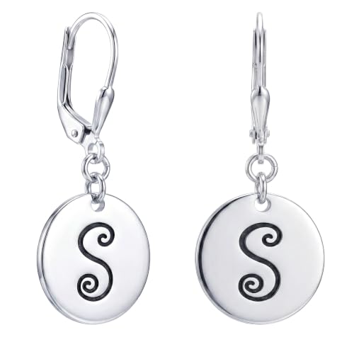 Image of TRUESILVER ACPL 925 Sterling Silver Personalized Earrings for Women | Customized Name Initial Earrings for Womens | Gift for Birthday Anniversary Wedding