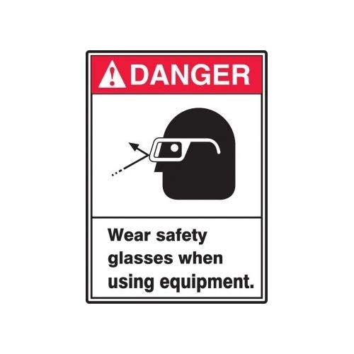 Accuform MRPE002XT, 14" x 10" Safety Sign"Wear Safety Glasses .", Pack