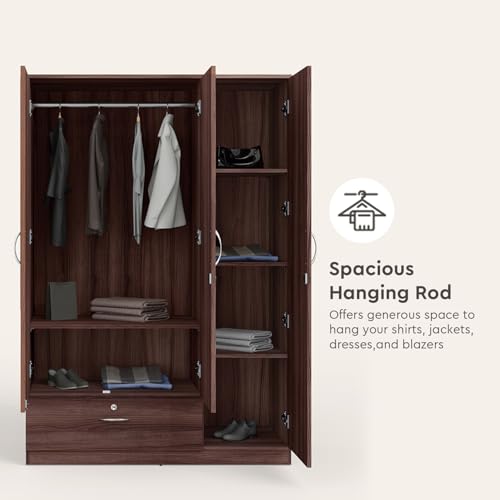 Image of Interio by Godrej Wardrobe, EWA 3-Door Engineered Wood Wardrobe with Mirror