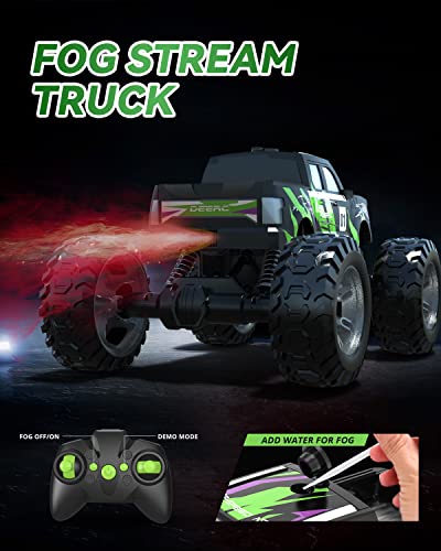 Deerc De44 Remote Control Monster Truck With Fog Mist, Dual Motors Off Road Rc Car, 4Wd Rock Crawler With Led Lights, Spray Water Mist, 70+ Min Play, Toy Vehicle For Boys Girls And Adults #TOP2