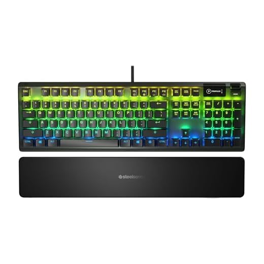 SteelSeries Apex 5 Hybrid Mechanical Gaming Keyboard – Per-Key RGB Illumination – Aircraft Grade Aluminum Alloy Frame – OLED Smart Display (Hybrid Blue Switch)