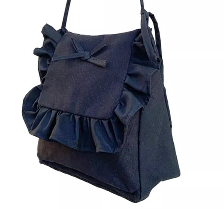 Lolita Crossbody Purse Black Canvas Tote Kawaii Small Cute Shoulder bag3