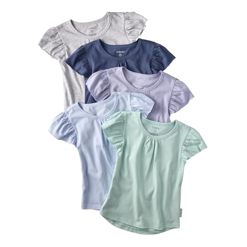 Butterblu Rose 5-Pack Short Sleeve Ruffle T-Shirts 100% Organic Cotton Tees