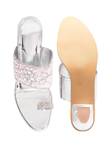 Image of TRYME Fancy Embroidery Kitten Heel Sandal Stylish Embellished Wedding Footwear Sandals For Women & Girls