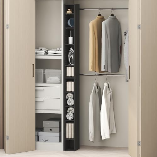 Image of Furinno Fulda 10-Tier Closet Organizers and Storage, Open Shelf, Storage Organizer, 6-Inch Width, for Closet, Bedroom, Blackwood