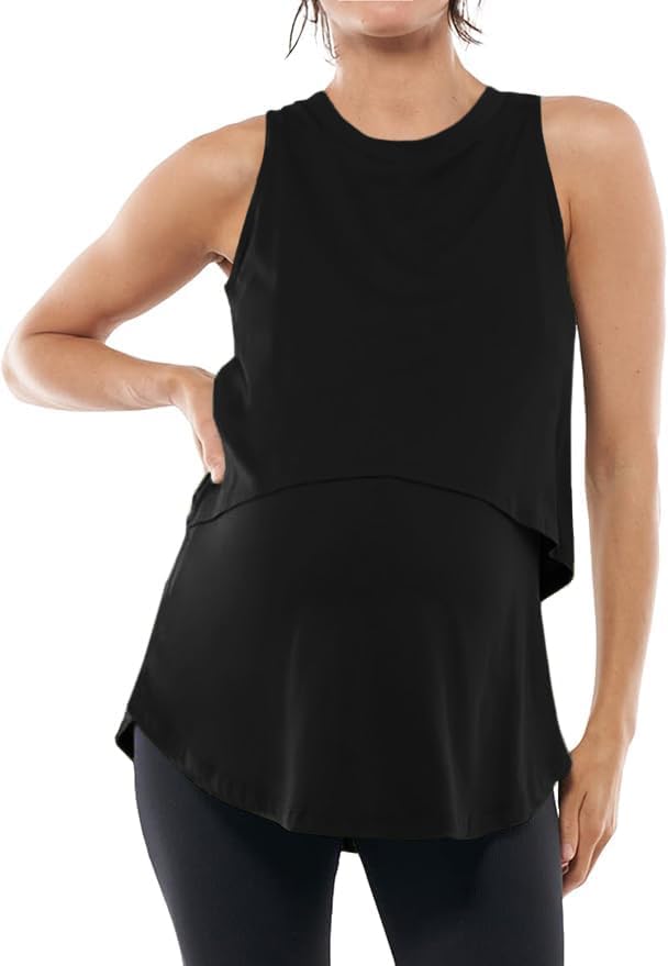 ZDC Women’s Maternity Nursing Tank Tops Sleeveless Dou...
